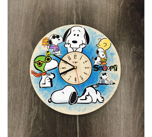 Children's wall clock made of colored wood "Snoopy"