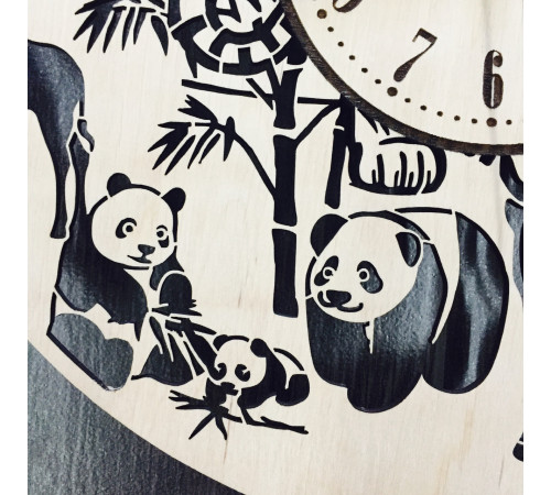 Wall clock, designer "Jungle", natural wood