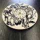 Wall clock, designer "Jungle", natural wood