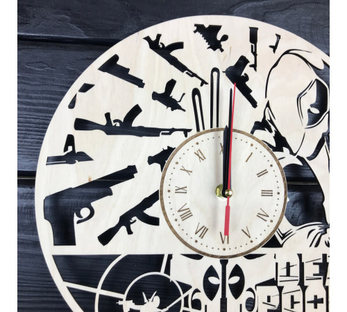 Wooden wall clock "Deadpool".