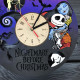 Colorful wooden wall clock "Nightmare before Christmas"