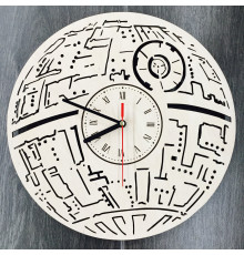 Handcrafted Wooden Death Star Clock