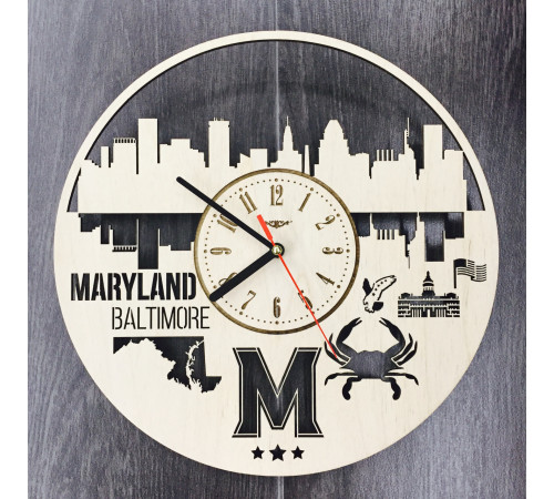 Zegar ścienny wewnętrzny "Maryland, Baltimore"
