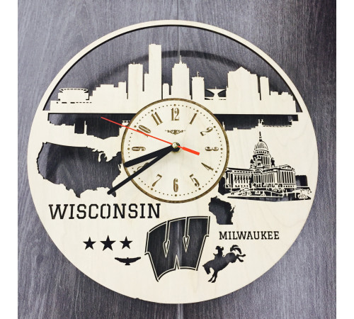 Zegar ścienny wewnętrzny "Milwaukee, Wisconsin"