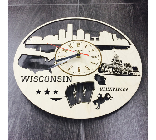 Zegar ścienny wewnętrzny "Milwaukee, Wisconsin"