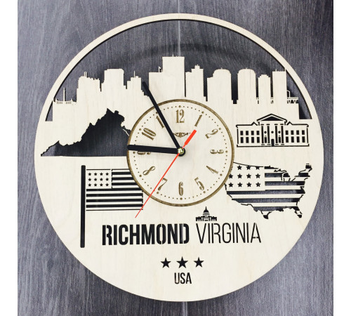 Zegar ścienny wewnętrzny "Richmond, Wirginia"