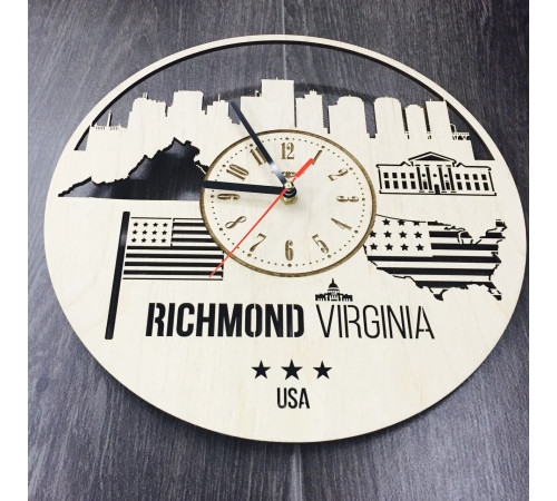 Zegar ścienny wewnętrzny "Richmond, Wirginia"
