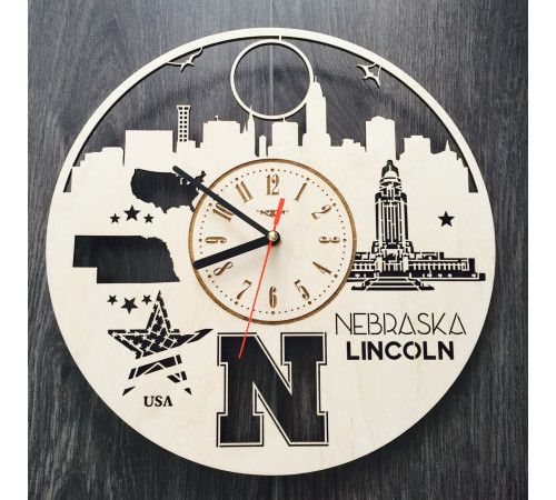 Designerski zegar ścienny „Lincoln, Nebraska”