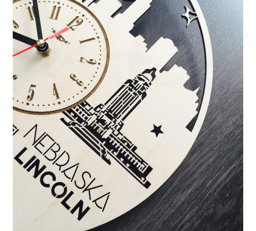 Designerski zegar ścienny „Lincoln, Nebraska”