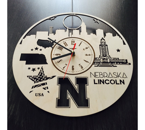 Designerski zegar ścienny „Lincoln, Nebraska”