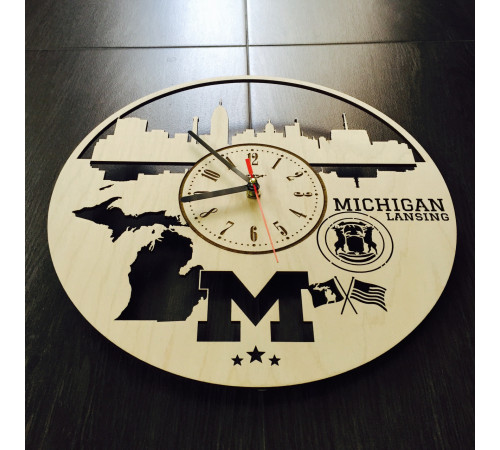 Designerski zegar ścienny „Lansing, Michigan”