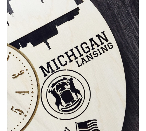 Designerski zegar ścienny „Lansing, Michigan”