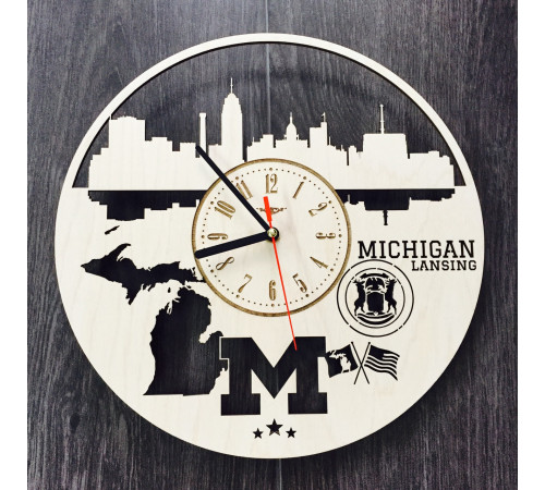 Designerski zegar ścienny „Lansing, Michigan”