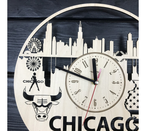 Designerski zegar ścienny „Chicago, Illinois”