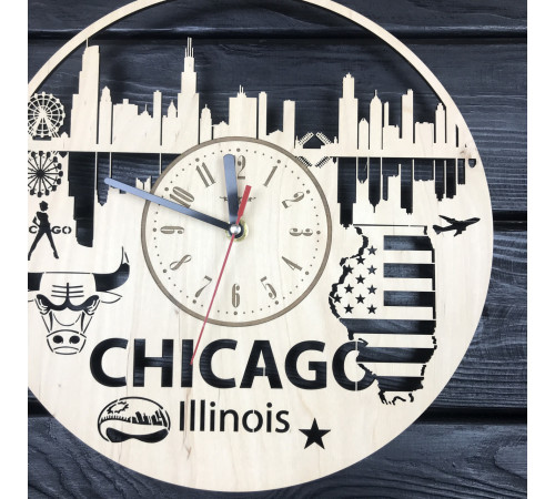 Designerski zegar ścienny „Chicago, Illinois”