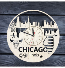 Designerski zegar ścienny „Chicago, Illinois”