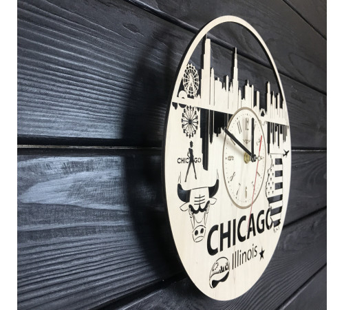 Designerski zegar ścienny „Chicago, Illinois”