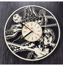 Koncepcyjny zegar ścienny z drewna Star Wars