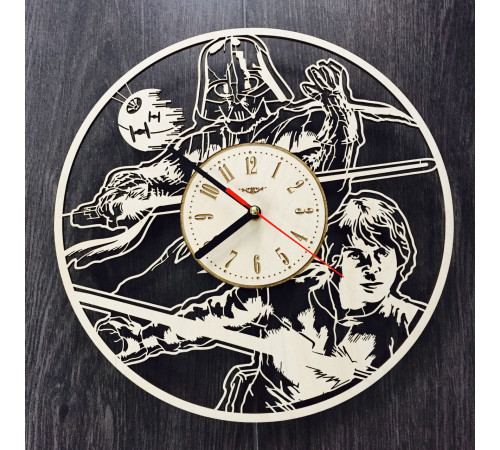 Koncepcyjny zegar ścienny z drewna Star Wars