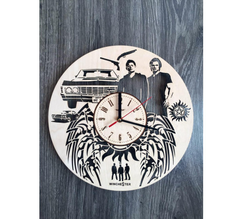 Designerski zegar drewniany "Supernatural"