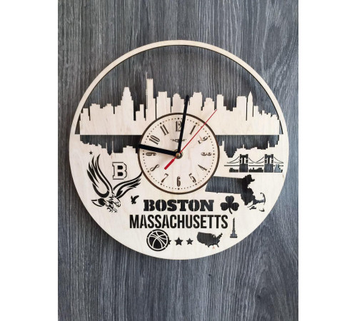 Designerski zegar ścienny „Boston, Massachusetts”