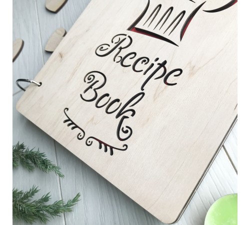 Деревянная книга для записи кулинарных рецептов
