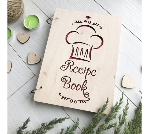 Деревянная книга для записи кулинарных рецептов
