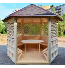 Альтанка шестигранна дерев'яна 5,8 м2 від виробника Wood Gazebo 009