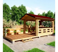 Wooden gazebo made of mini-timber 6.0x3.0 m, price from the manufacturer.