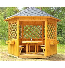 Альтанка шестигранна з дерева 2,5 м діагональ від виробника Wood Gazebo 011