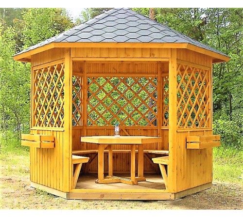 Беседка шестигранная из дерева 2,5 м диагональ от производителя Wood Gazebo 011.