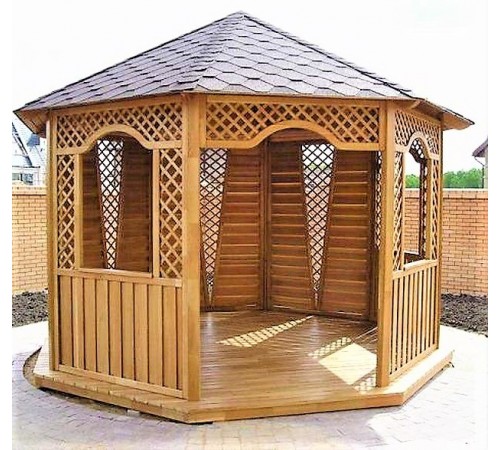 Беседка шестигранная из дерева 2,5 м диагональ от производителя Wood Gazebo 011.