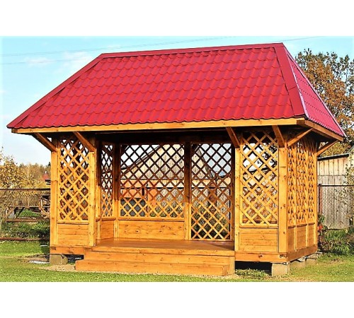 Беседка шестигранная из дерева 2,5 м диагональ от производителя Wood Gazebo 011.