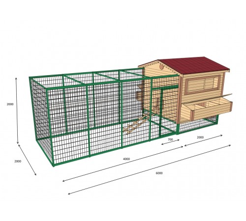 Деревянный готовый сборный переносной курятник с выгулом для птиц от производителя в Украине.