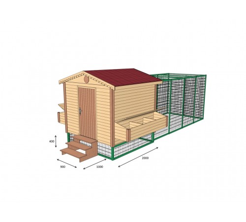 Деревянный готовый сборный переносной курятник с выгулом для птиц от производителя в Украине.