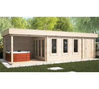 Wooden gazebo made of profiled timber with an enclosed room 9x3
