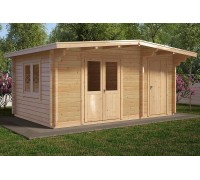 Wooden gazebo made of profiled timber with a closed room 5x3