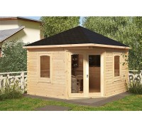 Wooden gazebo made of profiled timber with a closed room 3.5x3.5