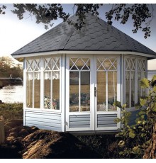 Восьмигранна закрита альтанка 9 м2 з дерева для дачі від виробника Wood Gazebo 017