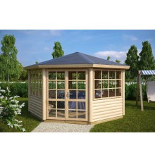 Альтанка дерев'яна шестигранна 4х4 закрита дачна від виробника Wood Gazebo 016