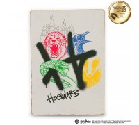 Harry Potter Hogwarts Wooden Poster (Graffiti) A3