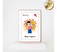 Деревянный Постер Love is с вашей надписью А5