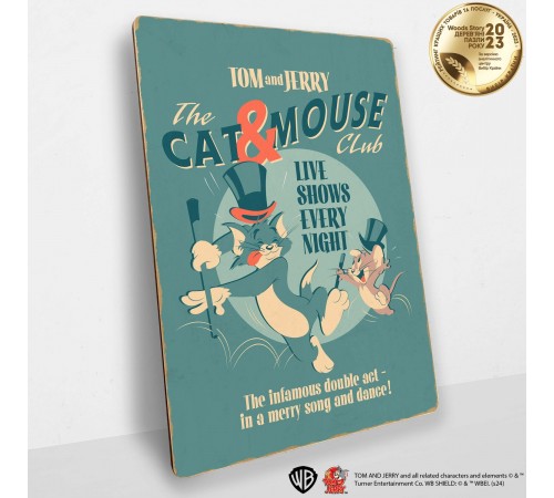 Дерев'яний постер Том і Джеррі Cat&Mouse А4