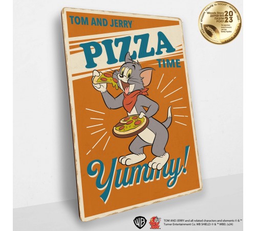 Дерев'яний постер Том і Джеррі Pizza А2