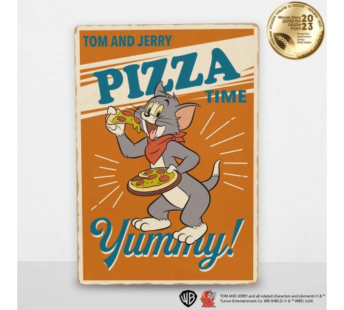 Дерев'яний постер Том і Джеррі Pizza А2