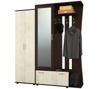 Hallway set Aveo 2 and wardrobe SHP 1, dark wenge, milk oak