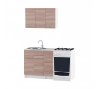 Еко набір №1, 0.9 м, з врізною мийкою, Білий, Ясень Шимо темний