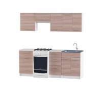 Eco set 2.0m, with overhead sink-L, White, Dark Ash Shimo