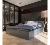 Łóżko 1600 Nordic, 160*200 cm, z ramą listwową, Dąb Craft Złoty, Grafit