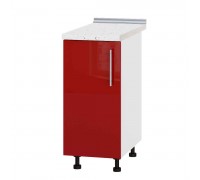 Küchenzeile Modern Niz H83-370 Weiß, Rot Hochglanz